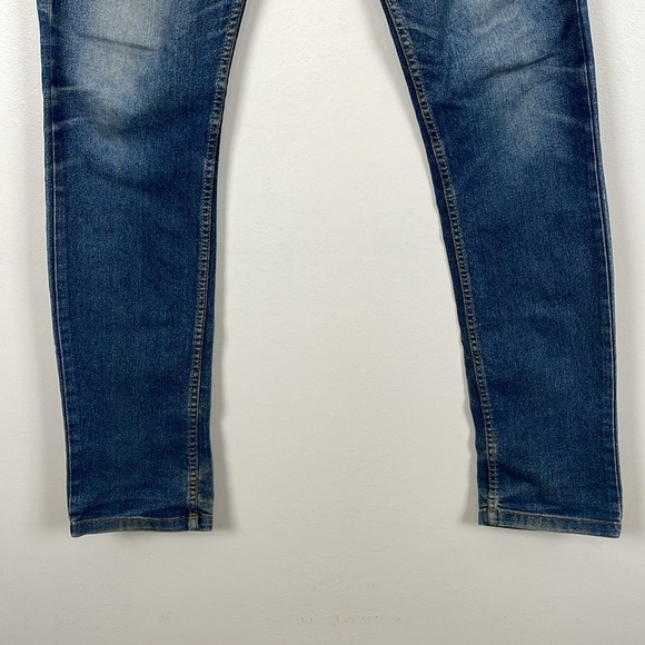 YEPME Jeans Mens Size 32 Relaxed 5 Pocket Slim Fit Blue Tapered Ankle Jeans Pant - Picture 2 of 7